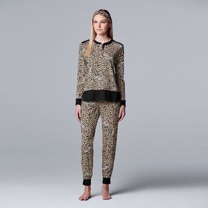 Women's Simply Vera Vera Wang Long Sleeve Pajama Top,Pajama Pants & Headband Set